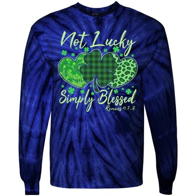 Cute St. Patrick's Day Not Lucky Simply Blessed Romans 4: 78 Tie-Dye Long Sleeve Shirt