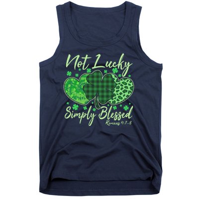 Cute St. Patrick's Day Not Lucky Simply Blessed Romans 4: 78 Tank Top