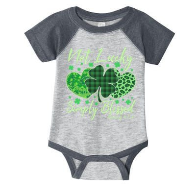 Cute St. Patrick's Day Not Lucky Simply Blessed Romans 4: 78 Infant Baby Jersey Bodysuit