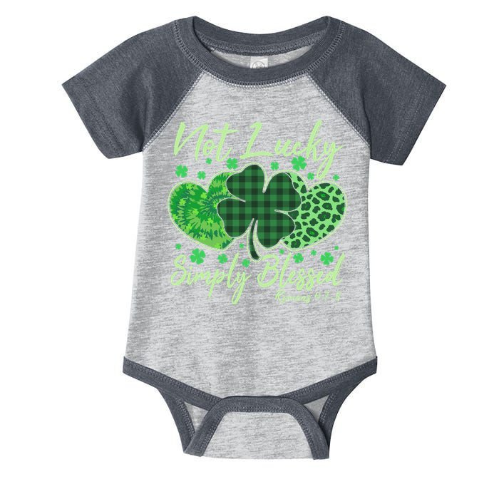 Cute St. Patrick's Day Not Lucky Simply Blessed Romans 4: 78 Infant Baby Jersey Bodysuit