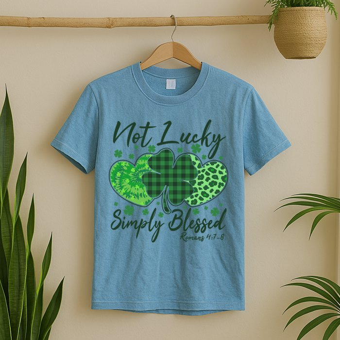 Cute St. Patrick's Day Not Lucky Simply Blessed Romans 4: 78 T-Shirt