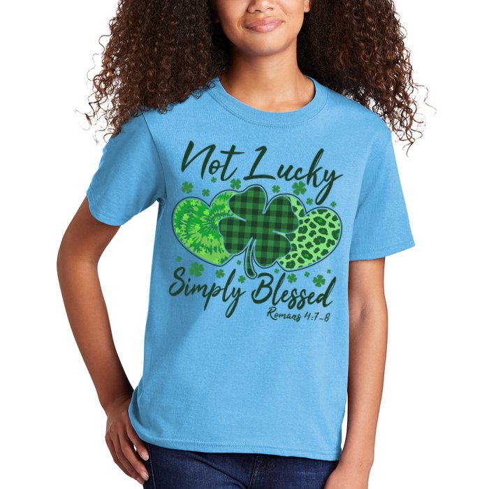 Cute St. Patrick's Day Not Lucky Simply Blessed Romans 4: 78 Kids T-Shirt