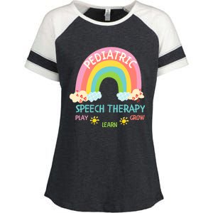 Cute Spring Pediatric Speech Therapy Slp Rainbow Therapist Gift Enza Ladies Jersey Colorblock Tee