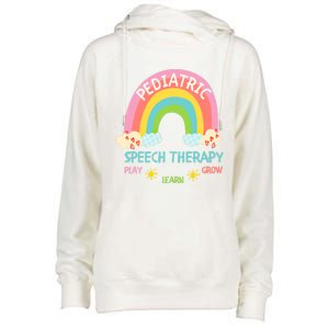 Cute Spring Pediatric Speech Therapy Slp Rainbow Therapist Gift Womens Funnel Neck Pullover Hood