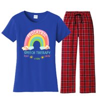 Cute Spring Pediatric Speech Therapy Slp Rainbow Therapist Gift Women's Flannel Pajama Set