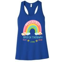 Cute Spring Pediatric Speech Therapy Slp Rainbow Therapist Gift Women's Racerback Tank