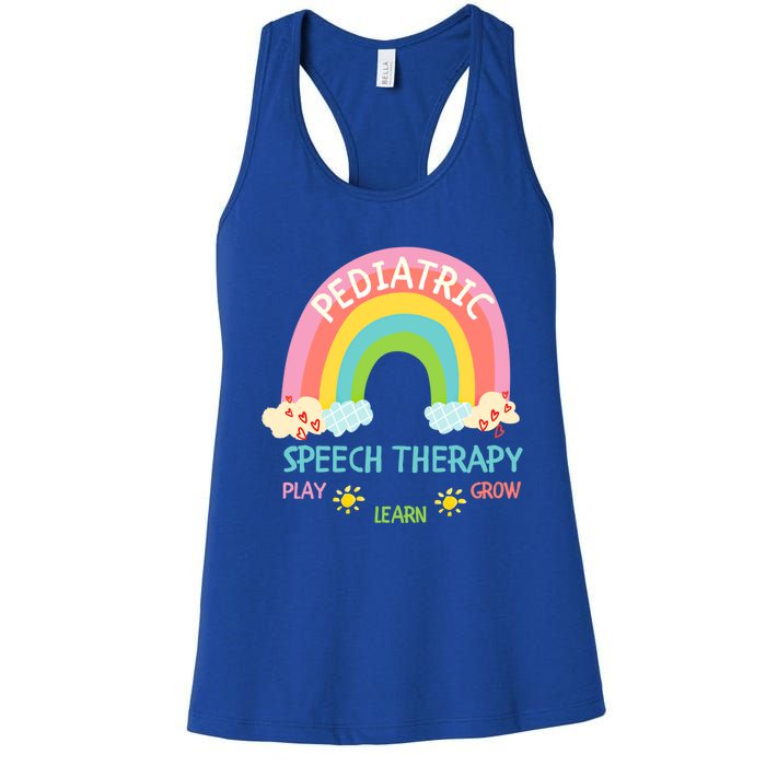 Cute Spring Pediatric Speech Therapy Slp Rainbow Therapist Gift Women's Racerback Tank