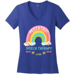 Cute Spring Pediatric Speech Therapy Slp Rainbow Therapist Gift Women's V-Neck T-Shirt