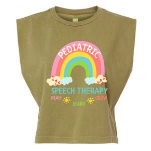 Cute Spring Pediatric Speech Therapy Slp Rainbow Therapist Gift Garment-Dyed Women's Muscle Tee