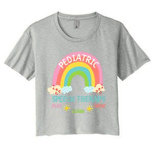 Cute Spring Pediatric Speech Therapy Slp Rainbow Therapist Gift Women's Crop Top Tee