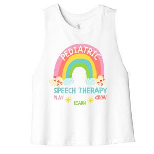 Cute Spring Pediatric Speech Therapy Slp Rainbow Therapist Gift Women's Racerback Cropped Tank