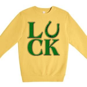 Cool St Patrick's Day Luck Lucky Horseshoe Premium Crewneck Sweatshirt