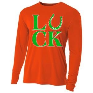 Cool St Patrick's Day Luck Lucky Horseshoe Cooling Performance Long Sleeve Crew