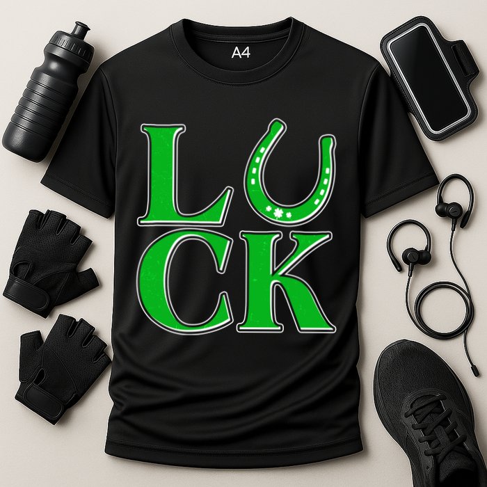 Cool St Patrick's Day Luck Lucky Horseshoe Cooling Performance Crew T-Shirt