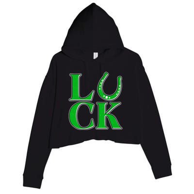 Cool St Patrick's Day Luck Lucky Horseshoe Crop Fleece Hoodie