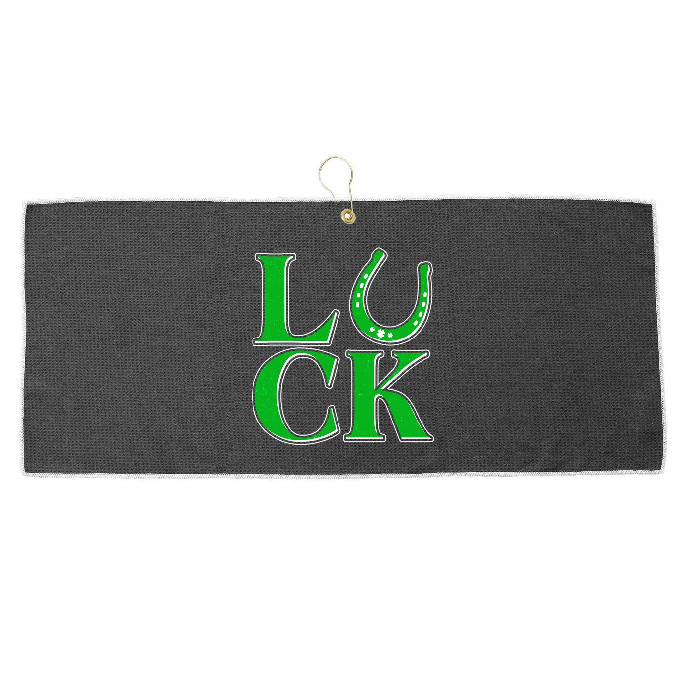 Cool St Patrick's Day Luck Lucky Horseshoe Large Microfiber Waffle Golf Towel