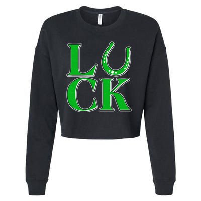 Cool St Patrick's Day Luck Lucky Horseshoe Cropped Pullover Crew