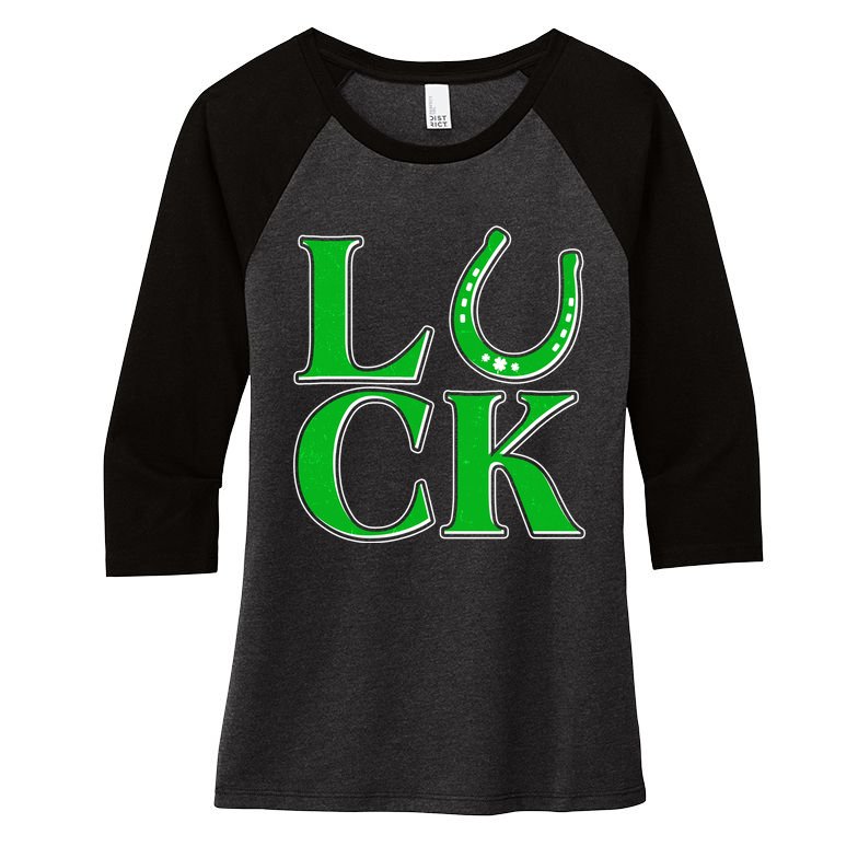 Cool St Patrick's Day Luck Lucky Horseshoe Women's Tri-Blend 3/4-Sleeve Raglan Shirt