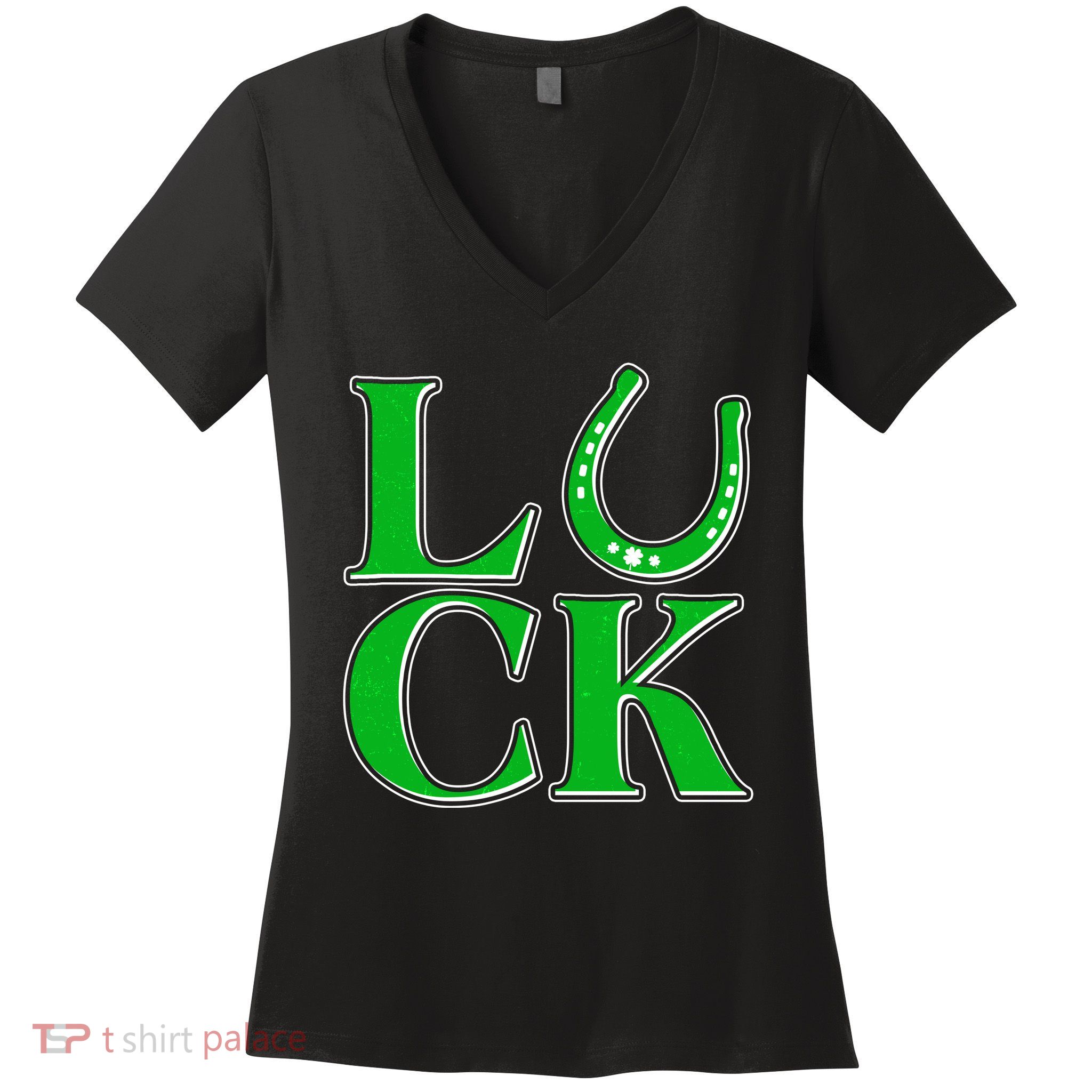Cool St Patrick's Day Luck Lucky Horseshoe Women's V-Neck T-Shirt