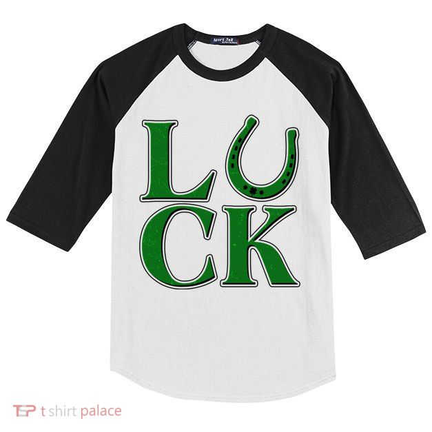 Cool St Patrick's Day Luck Lucky Horseshoe Kids Colorblock Raglan Jersey