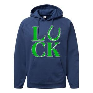 Cool St Patrick's Day Luck Lucky Horseshoe Performance Fleece Hoodie