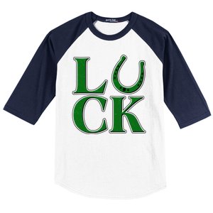 Cool St Patrick's Day Luck Lucky Horseshoe Baseball Sleeve Shirt