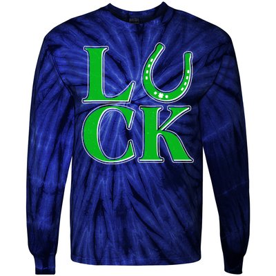 Cool St Patrick's Day Luck Lucky Horseshoe Tie-Dye Long Sleeve Shirt