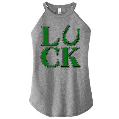 Cool St Patrick's Day Luck Lucky Horseshoe Women’s Perfect Tri Rocker Tank