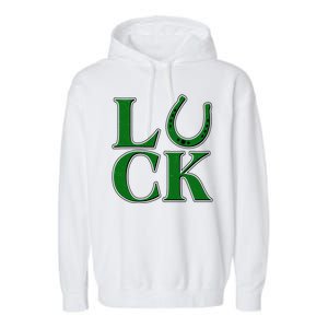 Cool St Patrick's Day Luck Lucky Horseshoe Garment-Dyed Fleece Hoodie