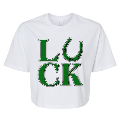 Cool St Patrick's Day Luck Lucky Horseshoe Bella+Canvas Jersey Crop Tee