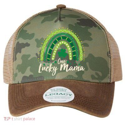 Cute St Patricks Day One Lucky Mama Green Shamrock Clover Rainbow Legacy Tie Dye Trucker Hat