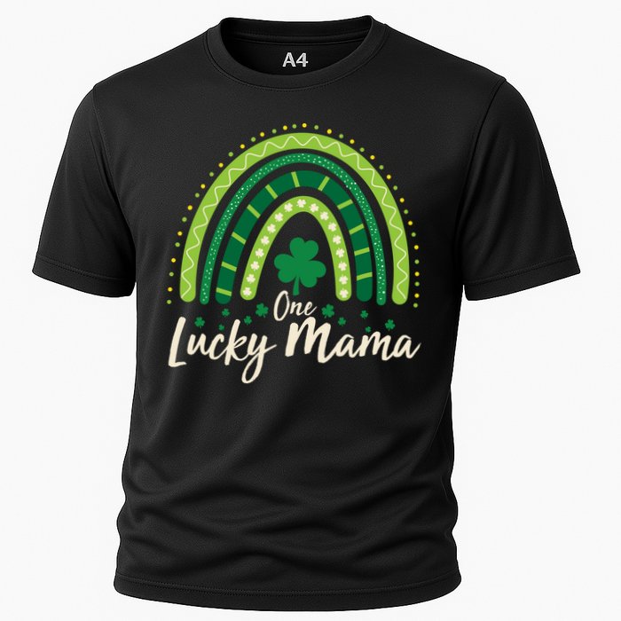 Cute St Patricks Day One Lucky Mama Green Shamrock Clover Rainbow Cooling Performance Crew T-Shirt