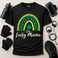 Cute St Patricks Day One Lucky Mama Green Shamrock Clover Rainbow Cooling Performance Crew T-Shirt