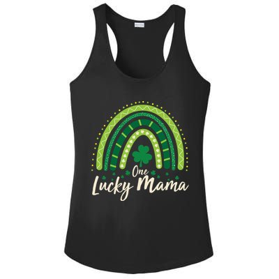 Cute St Patricks Day One Lucky Mama Green Shamrock Clover Rainbow Ladies PosiCharge Competitor Racerback Tank
