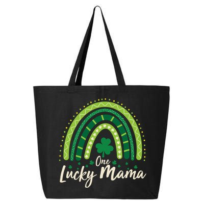 Cute St Patricks Day One Lucky Mama Green Shamrock Clover Rainbow 25L Jumbo Tote