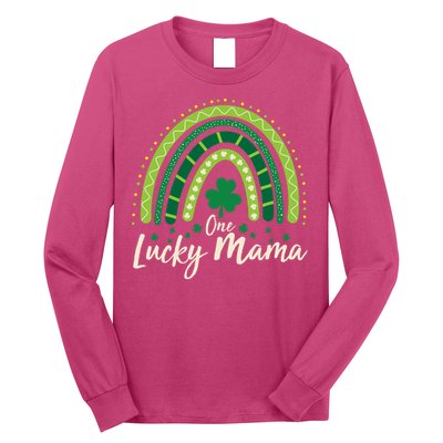 Cute St Patricks Day One Lucky Mama Green Shamrock Clover Rainbow Long Sleeve Shirt