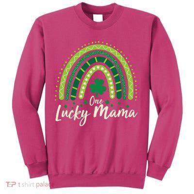 Cute St Patricks Day One Lucky Mama Green Shamrock Clover Rainbow Sweatshirt
