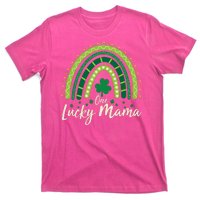 Cute St Patricks Day One Lucky Mama Green Shamrock Clover Rainbow T-Shirt