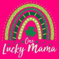 Cute St Patricks Day One Lucky Mama Green Shamrock Clover Rainbow 16 in Basic Backpack