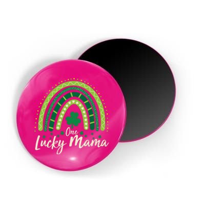 Cute St Patricks Day One Lucky Mama Green Shamrock Clover Rainbow Magnet