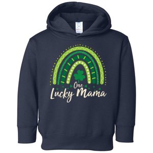 Cute St Patricks Day One Lucky Mama Green Shamrock Clover Rainbow Toddler Hoodie