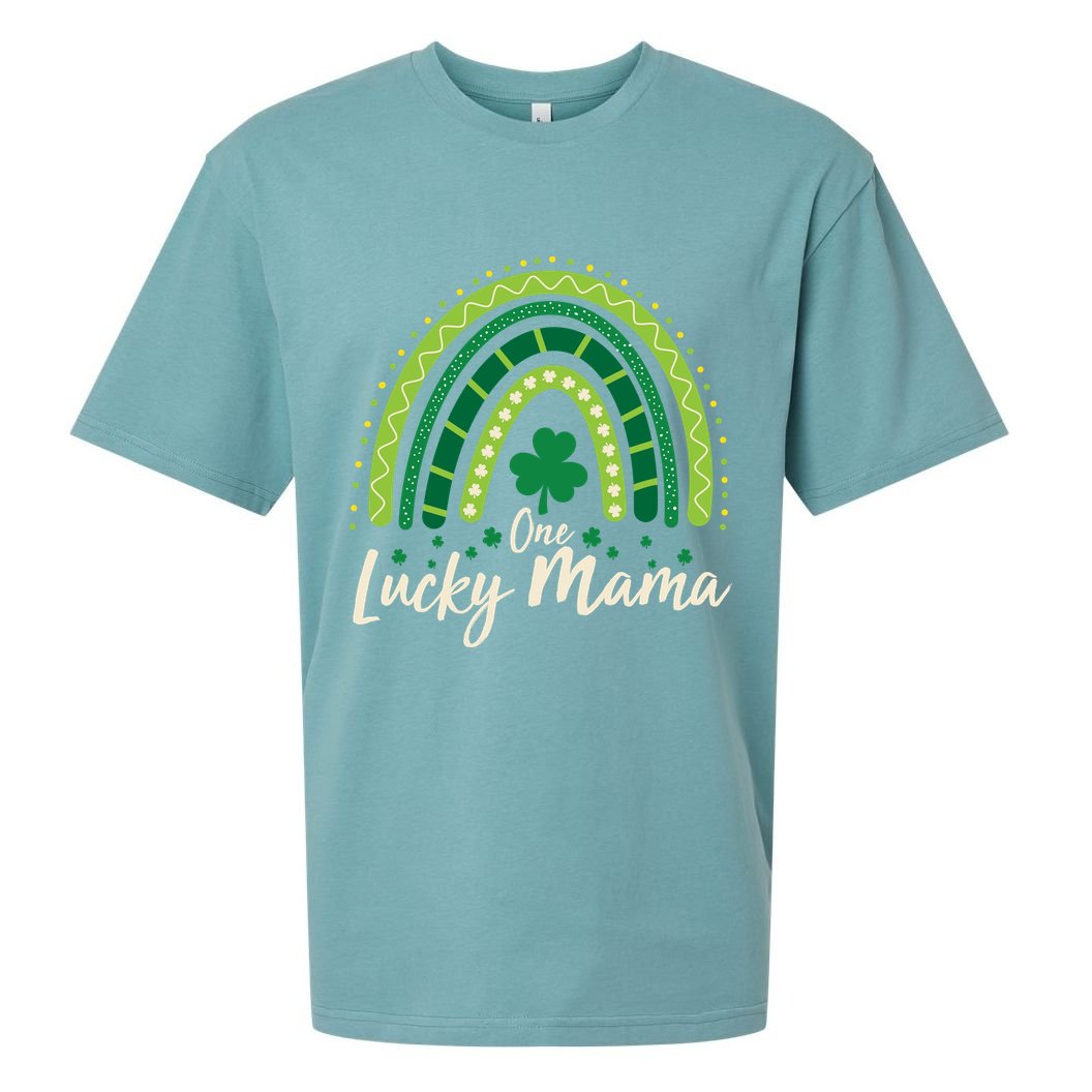 Cute St Patricks Day One Lucky Mama Green Shamrock Clover Rainbow Sueded Cloud Jersey T-Shirt
