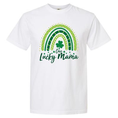 Cute St Patricks Day One Lucky Mama Green Shamrock Clover Rainbow Garment-Dyed Heavyweight T-Shirt