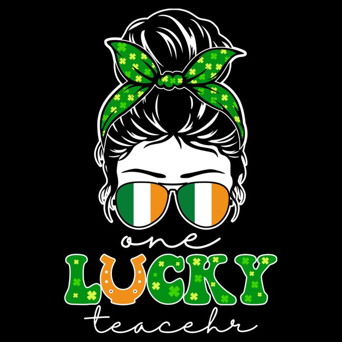 Cute St Patricks Day One Lucky Teacher 7-Panel Snapback Hat