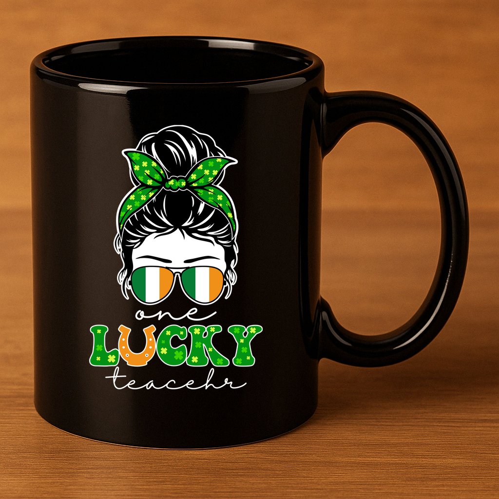 Cute St Patricks Day One Lucky Teacher 11oz C Handle Ceramic Mug
