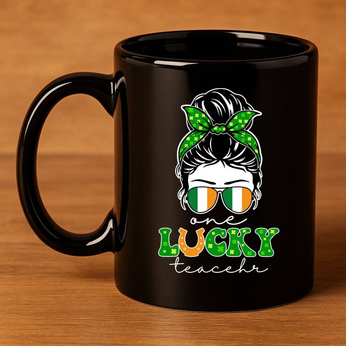 Cute St Patricks Day One Lucky Teacher 11oz C Handle Ceramic Mug