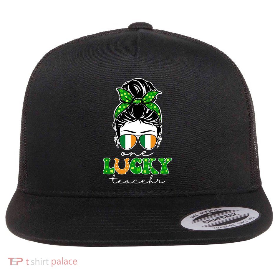 Cute St Patricks Day One Lucky Teacher Flatbill Hat