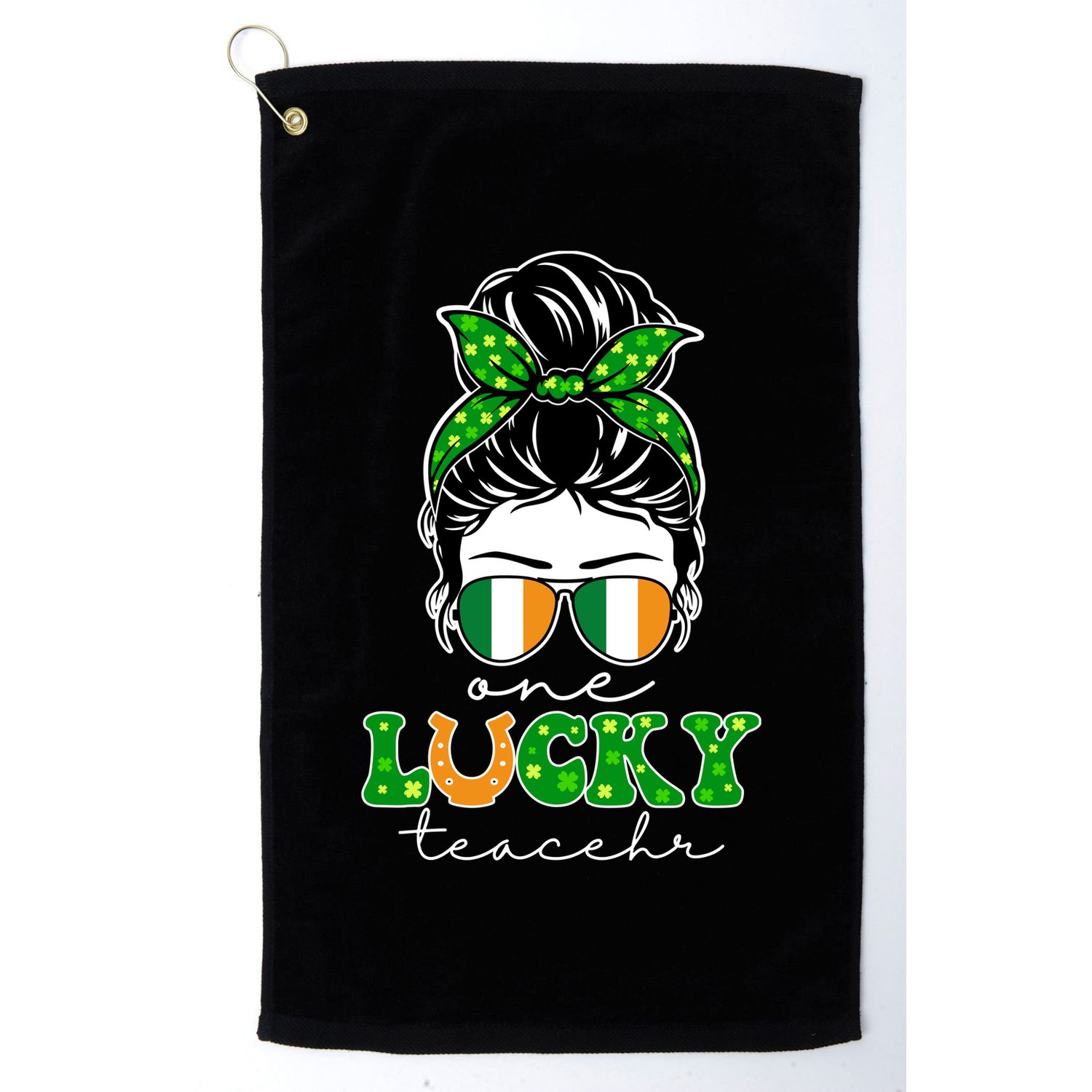 Cute St Patricks Day One Lucky Teacher Golf Towel