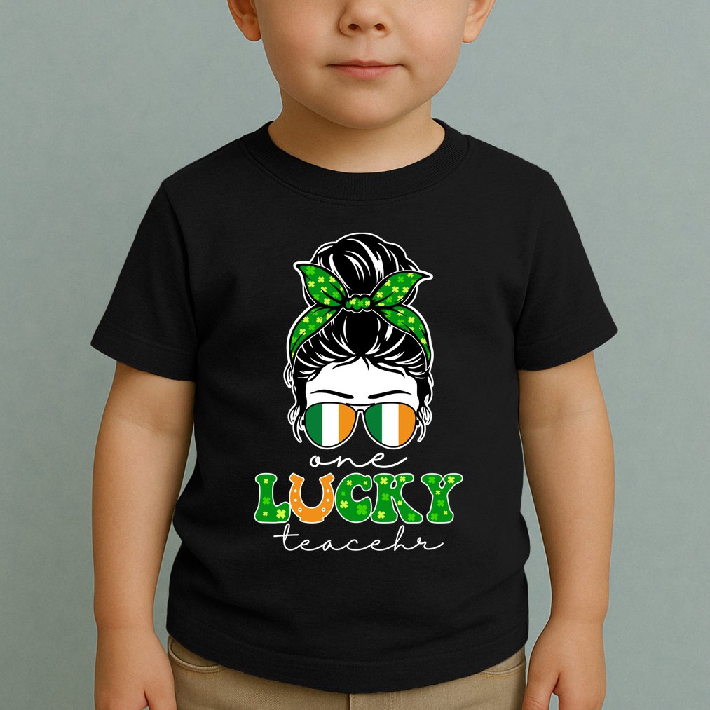Cute St Patricks Day One Lucky Teacher Toddler T-Shirt