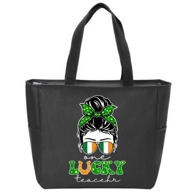 Cute St Patricks Day One Lucky Teacher Zip Tote Bag